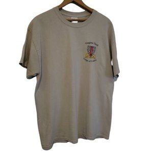 t shirt va tech corp cadets virginia hokies blacksburg khaki red yellow sz l